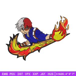 shoto todoroki nike embroidery design, my hero academia embroidery, nike design, anime design, digital download