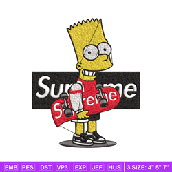 simpson supreme embroidery design, simpson embroidery, cartoon design, embroidery file, logo shirt, digital download.