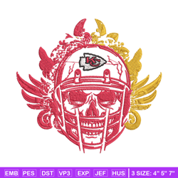 skull helmet kansas city chiefs embroidery design, kansas city chiefs embroidery, nfl embroidery, logo sport embroidery.