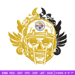 skull helmet pittsburgh steelers embroidery design, steelers embroidery, nfl embroidery, logo sport embroidery.