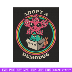 adpot a demodog embroidery design, demodog embroidery, embroidery file, anime embroidery, anime shirt, digital download