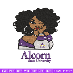 alcorn state girl embroidery design, ncaa embroidery, embroidery design, logo sport embroidery, sport embroidery