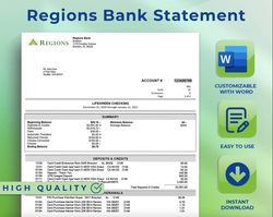 editable regions bank statement template customizable