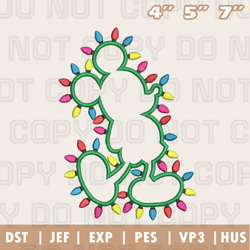 mickey christmas lights embroidery machine design, christmas embroidery design, instant download