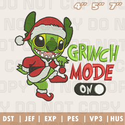 stitch x grinch mode on christmas embroidery machine design, christmas embroidery design, instant download