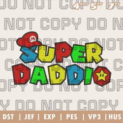 super daddio embroidery design, cartoon game dad embroidery, funny father's day design, instant download