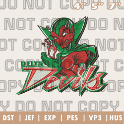 mvsu delta devils logo embroidery design,ncaa logo embroidery designs, sport embroidery ,instant download