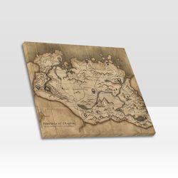 skyrim world map frame canvas print, wall art home decor