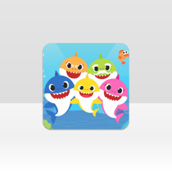 baby shark cup coaster, square drink coaster, round coffee coaster