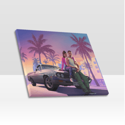 Grand Theft Auto 6 Frame Canvas Print, Wall Art Home Decor Poster