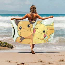 pikachu and raichu beach towel