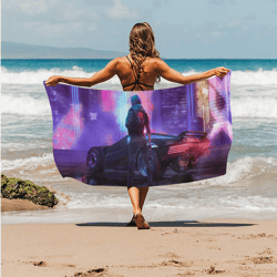 cyberpunk beach towel