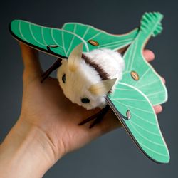 luna moth plush doll - detailed art toy - made to order