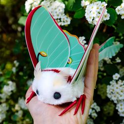 in stock - handcrafted luna moth doll - detailed plush insect figurine