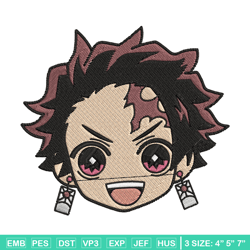 tanjiro sticker embroidery design, demon slayer embroidery, embroidery file, anime embroidery, digital download