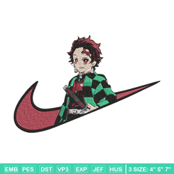 tanjiro x nike embroidery design, demon slayer embroidery, embroidery file, nike embroidery,anime shirt,digital download