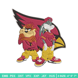 taz and bugs kriss kross arizona cardinals embroidery design, cardinals embroidery, nfl embroidery, sport embroidery.