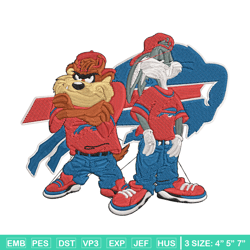 taz and bugs kriss kross buffalo bills embroidery design, buffalo bills embroidery, nfl embroidery, sport embroidery.