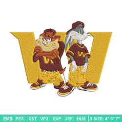 taz and bugs kriss kross commanders embroidery design, commanders embroidery, nfl embroidery, sport embroidery