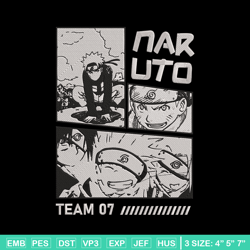 team 07 naruto embroidery design, naruto embroidery, embroidery file, anime embroidery, anime shirt, digital download