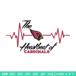 the heartbeat of arizona cardinals embroidery design, arizona cardinals embroidery, nfl embroidery, sport embroidery.