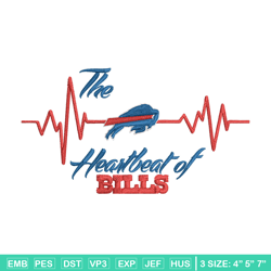 the heartbeat of buffalo bills embroidery design, bills embroidery, nfl embroidery, sport embroidery, embroidery design.