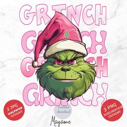 grinch face preppy png grinch pink green preppy christmas grinch png, grinch sticker pack christmas grinch png preppy gr