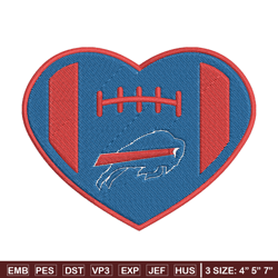 Buffalo bills Heart embroidery design, Bills embroidery, NFL embroidery, logo sport embroidery, embroidery design.