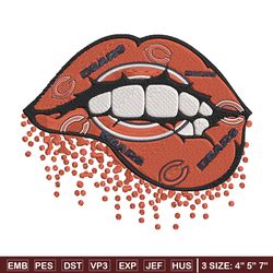chicago bears dripping lips embroidery design, bears embroidery, nfl embroidery, sport embroidery, embroidery design.
