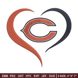 chicago bears heart embroidery design, chicago bears embroidery, nfl embroidery, sport embroidery, embroidery design (2)