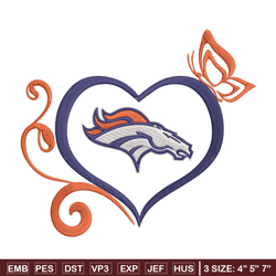 Denver Broncos Heart embroidery design, Denver Broncos embroidery, NFL embroidery, sport embroidery, embroidery design.