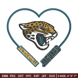 jacksonville jaguars heart embroidery design, jacksonville jaguars embroidery, nfl embroidery, logo sport embroidery.