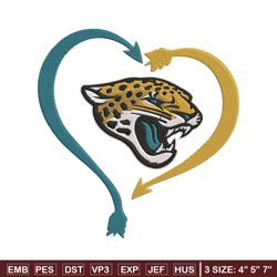 jacksonville jaguars heart embroidery design, jaguars embroidery, nfl embroidery, sport embroidery, embroidery design.
