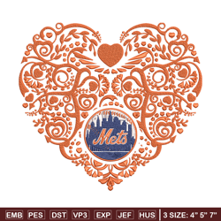 new york mets heart embroidery design, sport embroidery, logo sport embroidery, embroidery design, mlb embroidery