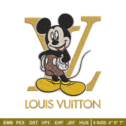 mickey logo lv embroidery design, lv embroidery, embroidery file, brand embroidery, logo shirt, digital download