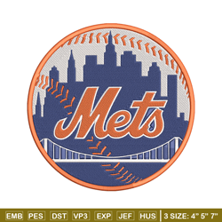 new york mets logo embroidery design, mlb embroidery, sport embroidery, logo sport embroidery, embroidery design.