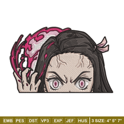 nezuko demon peeker embroidery design, demon slayer embroidery, embroidery file, anime embroidery, digital download