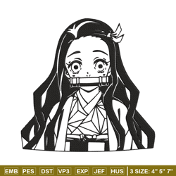 nezuko kamado embroidery design,demon slayer embroidery,embroidery file,anime embroidery,anime shirt, digital download