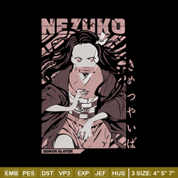 nezuko poster embroidery design, demon slayer embroidery, embroidery file, anime embroidery, digital download.