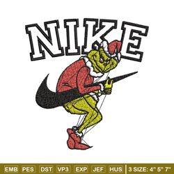 nike grinch embroidery design, chrismas embroidery, nike embroidery, embroidery file, logo shirt, digital download