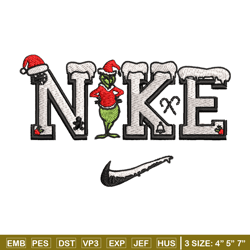 nike logo grinch merry christmas embroidery design, grinch embroidery, nike design, embroidery file, digital download.