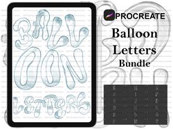 procreate balloon letters bundle, semi-transparent stamps, commercial use