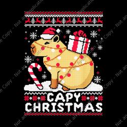 capy ugly christmas sweater png, capybara lover christmas png, capy christmas png