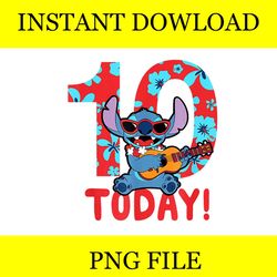 disney lilo & stitch tropical birthday 10 years old today png