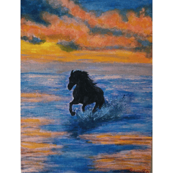 horse at sea original painting by rinaartsk