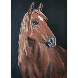 akhalteke horse portrait original painting art work by rinaartsk