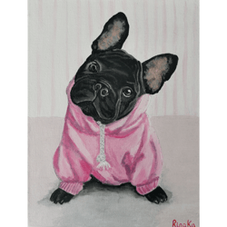 puppy portrait original animal painting handmade art by rinaartsk