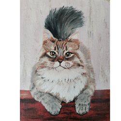 cat portrait original acrylic art hand painted unique wall decor by rinaartsk