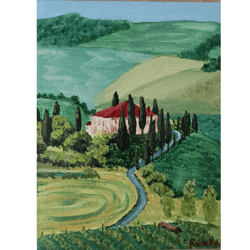 tuscany italian landscape art original painting handmade art unique wall decor hand painted by rinaartsk