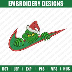 nike x grinch embroidery designs, christmas embroidery designs, nike christmas designs, instant download